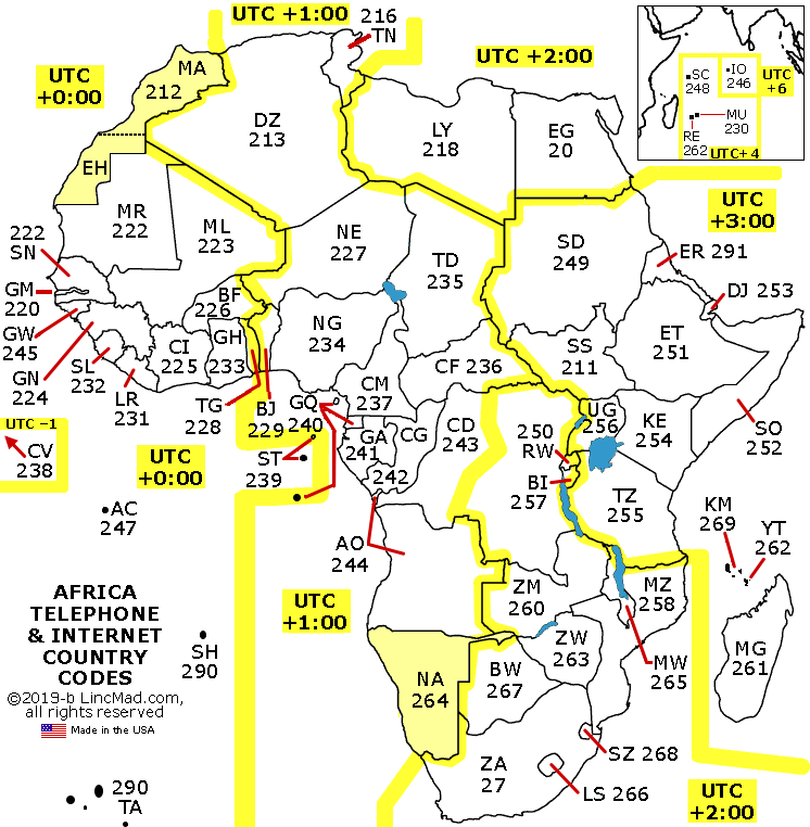 LincMad s Africa Country Code Map