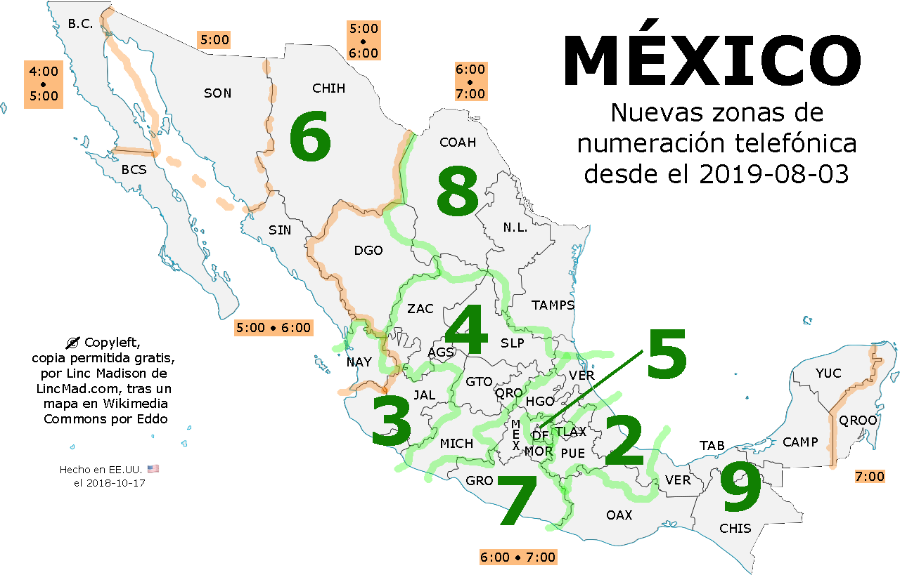 LincMad: Mapa de nueva numeración en México en 2019