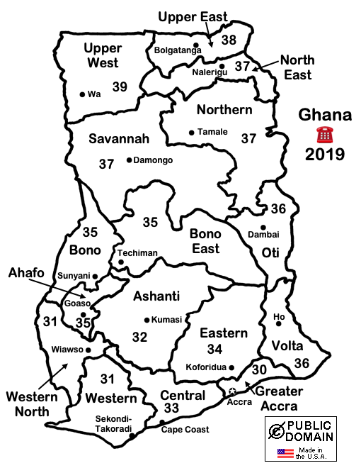 LincMad s Ghana 2019 Telephone Area Code Map